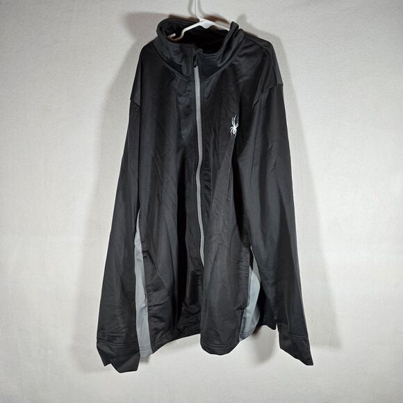 New Mens Spyder Empire Fleece Pockets Jacket Gray/ Grey M Full Zip - Picture 1 of 12